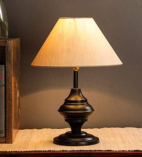 Beige Cotton Metal Table Lamp