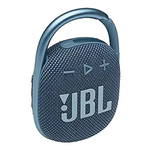 JBL Clip 4, Wireless Ultra Portable Bluetooth Speaker, JBL Pro Sound, Integrated Carabiner, Vibrant Colors with Rugged Fabric Design, Dust & Waterproof, Type C (Without Mic, Blue)
