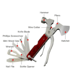 10-in-1 Stainless Steel Multi-Tool Set – Hatchet, Wrench & Cutter (Silver)