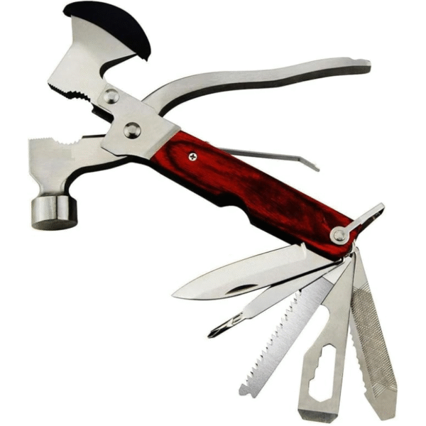 10-in-1 Stainless Steel Multi-Tool Set – Hatchet, Wrench & Cutter (Silver)