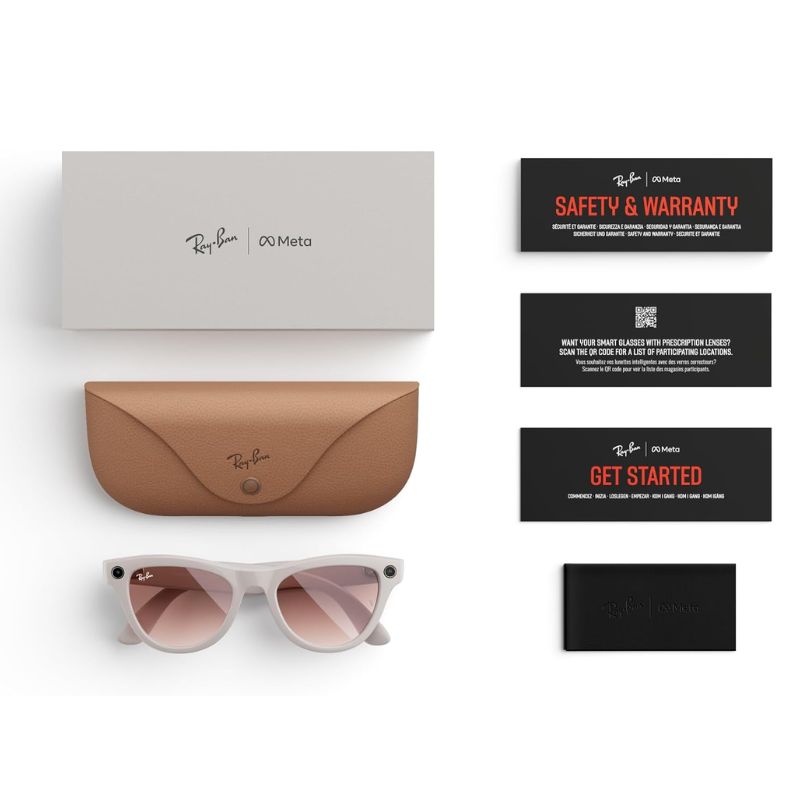 Ray-Ban Meta Skyler Smart Glasses (Shiny Chalky Gray _ Pink Lenses)