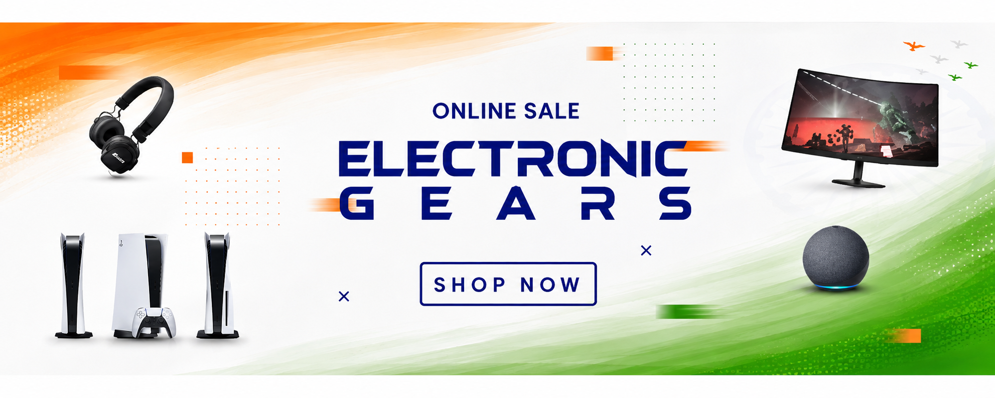Electronic banner 15th august theme